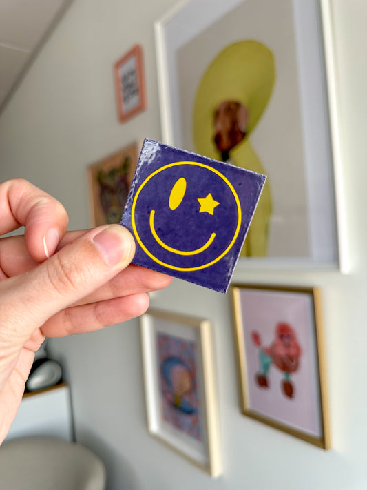 MINI TILE DARK PURPLE - SMILEY