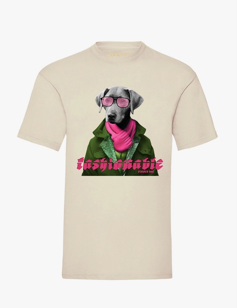 T-SHIRT FASHION DOG - PINK/OFF WHITE