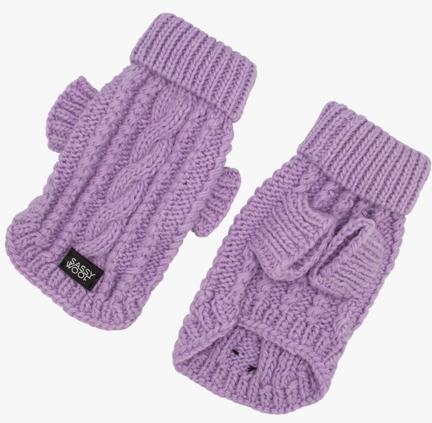 DOG CABLE KNIT SWEATER - LAVENDER (XXL)